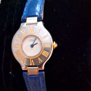 Cartier Must De CARTIER 21 Two-Tone Watch with Blue Strap